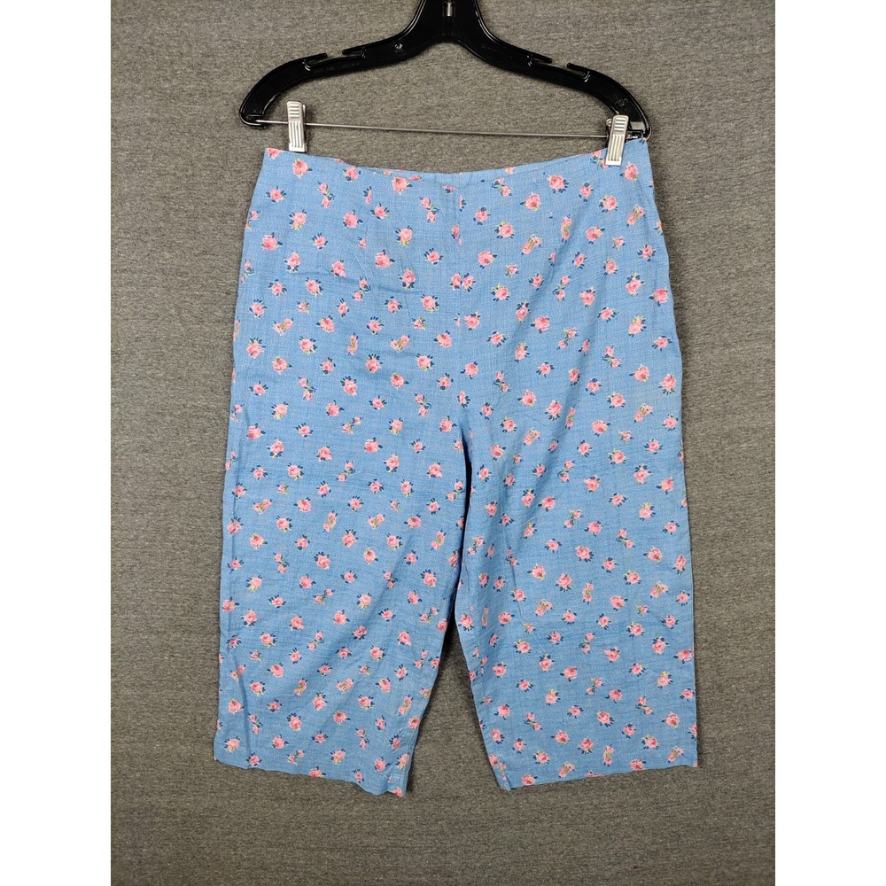 VTG April Cornell Womens Pants M Blue Floral Botanical Cottage Prairie Coastal